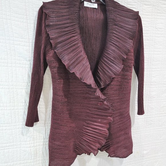 fait a main PARIS Fortuny Burgundy Jacket Sz 8 - Picture 4 of 7